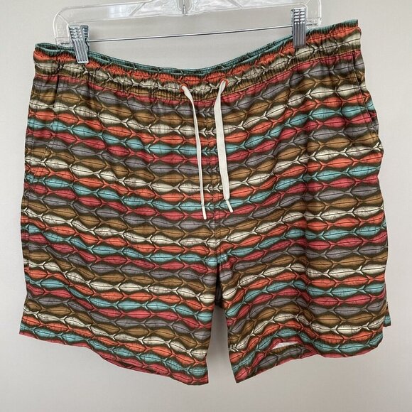 Rainforest Mens Swim Trunks With Mesh Brief Pockets XL Fish Pattern Multicolor - Picture 1 of 6